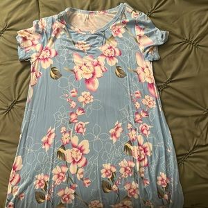 Blue and white floral summer dress